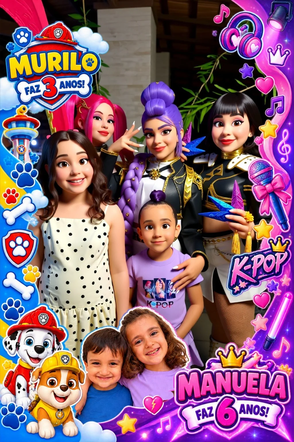 Exemplo de foto temática personalizada com IA para uma festa infantil